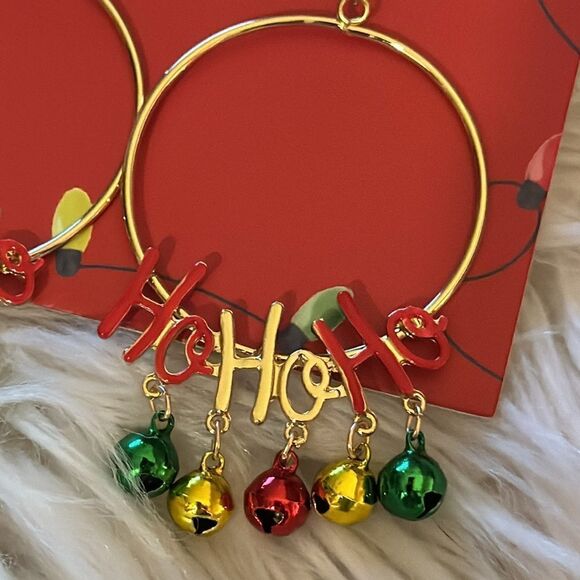 HoHoHo holiday gold tone earrings - Picture 3 of 4